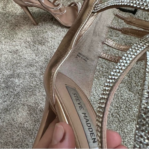 Steve Madden Gold Stiletto Heels with Rhinestone Straps - Picture 4 of 5